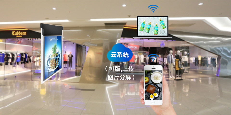 雙面吊掛博偶來超薄款櫥窗高亮廣告機